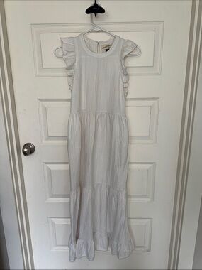 Universal Thread White Ruffle Sleeve Tiered Maxi Dress - has pockets!